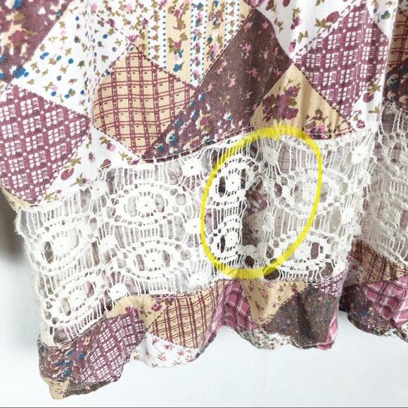 Royal Moda Womens Top XL Y2K Boho Patchwork Lace Fairy Boho Cottagecore Flawed - Picture 8 of 10